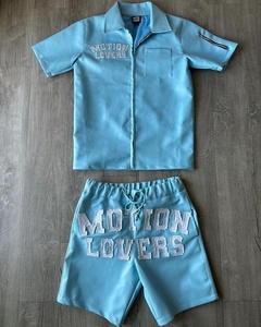 Ensemble deux pièces pour homme, chemise à manches courtes imprimée et short, costume d'été pour homme - Product Image 1