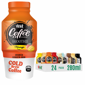 Café froid de qualité supérieure, mélange Arabica Robusta, 10% de sucre, canette en aluminium de 280 ml, sans OGM, sans produits laitiers, VINUT, vente en gros - Product Image 1