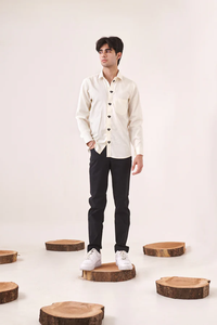 เสื้อเชิ้ตแขนยาวผ้าซาตินคอตตอนสำหรับผู้ชาย ปักลายผึ้ง ทรงเข้ารูป ติดกระดุม ลำลอง ใส่ได้ทั้งฤดูร้อน ทำงาน ใส่เที่ยว ใส่ไปงานปาร์ตี้ แฟชั่น - Product Image 3