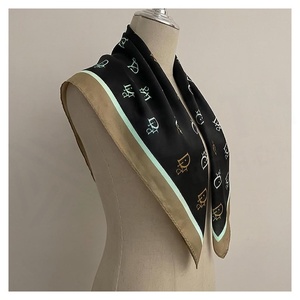 Women's Square <b>Silk</b> Scarf Letter Print Elegant Multi-Functional Fashion Accessory All Seasons - Product Image 2
