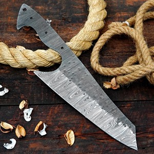 Custom Handmade Damascus Steel Clip Point Straight Edge Blank Blade Handle 12-inch Industrial/DIY Chef <b>Knife</b> - Product Image 4