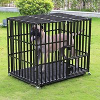 Robuster XXL Outdoor Klassischer Hundekäfig auf Rädern Großer Metall-Pulverbeschichteter Zwinger für Große Hunde Alle Jahreszeiten