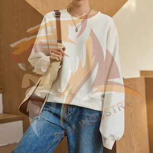 Sweat-shirts pour femmes de haute qualité 100% coton, coupe ample, épaules tombantes, style streetwear décontracté, impression de logo personnalisée - Product Image 3