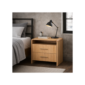 Colección RIVEO RANGE, Muebles de Dormitorio Modernos y Contemporáneos de Alta Gama, Mesa de Noche de Madera, Mesa Auxiliar Ensamblada con 2 Cajones - Product Image 1