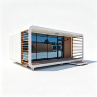 Cabane moderne en plein air entièrement meublée, maison préfabriquée en forme de capsule spatiale avec cuisine et salle de bain pour hôtel de villégiature ou séjour en famille