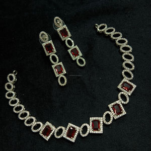 Classic American Diamond Bridal Jewelry <b>Set</b> Two-Piece <b>Necklace</b> <b>and</b> <b>Earrings</b> for Wedding Fashionable Classic Style - Product Image 1