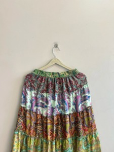 Jupe longue d'été pour femme, style bohème, imprimé cachemire, à volants, taille élastique, en mousseline, coupe trapèze - Product Image 6