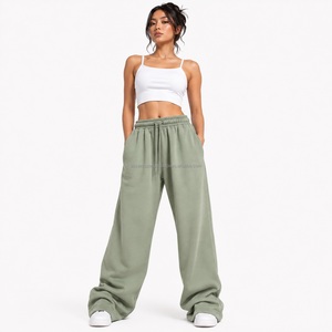 Pantalon large décontracté pour femme, en molleton de coton 450 GSM, idéal pour un usage quotidien, collection Premium 2026, doux, confortable, taille élastique - Product Image 1