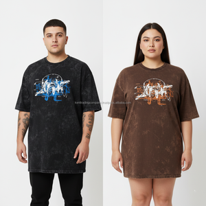 T-shirt unisexe décontracté en coton 100% délavé à l'acide, style streetwear vintage vieilli, anti-boulochage, idéal pour l'été - Product Image 6