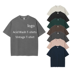 Custom Oversized Blank 275gsm High Quality <b>Drop</b> Shoulder Oversized 100% Cotton Men Vintage <b>Acid</b> Wash T-Shirt - Product Image 2