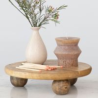 Support à gâteau en bois rustique avec pieds, rond, antiadhésif, non toxique, fait main, écologique, passe au lave-vaisselle, 1 pièce, MT Exports