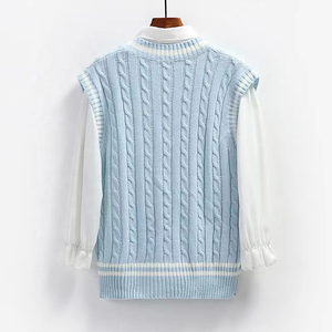 Pull en coton tricoté à col en V pour garçons adultes, collège, hiver, confortable, personnalisable, haute qualité, service OEM - Product Image 5