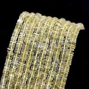 Natural Lemon Quartz Heishi Beads 5-6MM Lemon Quartz Heishi Beads Smooth Gemstone Tyre Shape Beads For Jewelry Making Wholesale - Product Image 5