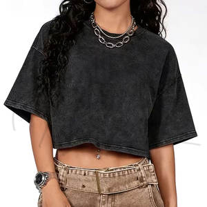 Novedades: Top Corto de Verano para Mujer, Manga Corta, Algodón Liso Teñido, Tops Cortos para Mujer, Logotipo Personalizado, Top Corto Transpirable para Mujer - Product Image 1