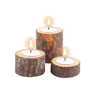 Support de bougie décoratif fait main en bois pour bougies chauffe-plat, idéal pour la maison, les fêtes et les mariages - Product Image 1