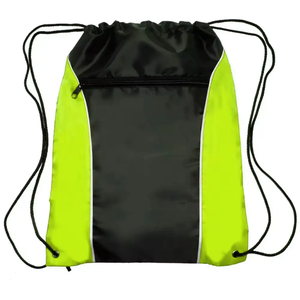 Black and Gray <b>Drawstring</b> <b>Backpack</b> Polyester Plain Dyed Adjustable Sport Bag for Outdoor Use Wholesale Pack OEM Supplier - Product Image 4