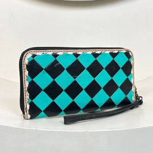 2025 venta al por mayor nueva llegada patrón a cuadros cuero mecanizado a mano mujer embrague lujo cuero genuino tarjetero cartera - Product Image 4