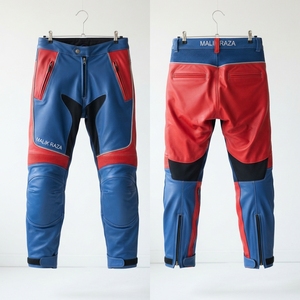 Pantalon de moto en cuir véritable avec empiècements extensibles en accordéon - Product Image 5