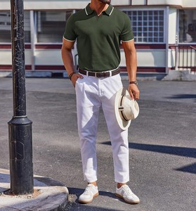 Men’s <b>Polo</b> T <b>Shirt</b> Custom Cotton Pique Short Sleeve Casual Slim Fit Regular Fit Breathable Soft Fabric Plain <b>Striped</b> Fashion - Product Image 5