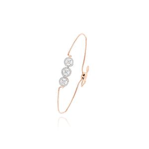 กำไลข้อมือประดับเพชรทรงกลมสามวงเคลือบทองชมพู - Product Image 1