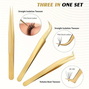 BAFA SURGICAL INSTRUMENTS Juego de 3 Pinzas Antiestáticas ESD para Extensión de Pestañas y Cejas, Chapadas en Oro, Rectas, de Lujo y Duraderas - Product Image 5