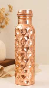 Bouteille d'eau artisanale traditionnelle en cuivre, finition martelée, en métal pur, réutilisable, avec logo gravé sur mesure, exportateur en gros - Product Image 6