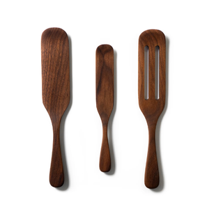Ensemble de 3 spatules en bois, cuillères pour la cuisine, outils de cuisson, spatule en bois naturel artisanal, cuillère, bâtonnet à remuer - Product Image 1