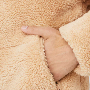 Veste polaire Sherpa personnalisée pour homme, avec logo sur mesure, fermeture éclair, pour l'hiver - Product Image 4