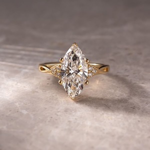 Anillo de compromiso de diamante de laboratorio redondo de 3.20 CT, oro rosa macizo de 14K, halo oculto, solitario con 6 puntas en forma de corazón, anillo nupcial llamativo - Product Image 1