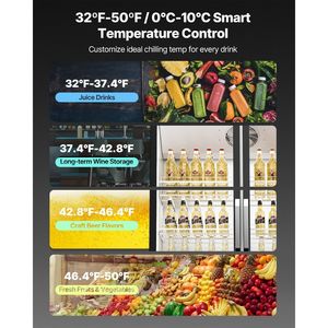 <b>Commercial</b> 26.69 CU.FT Double Glass Door <b>Display</b> Beverage Refrigerator <b>Cooler</b> Wine Merchandiser - Product Image 4