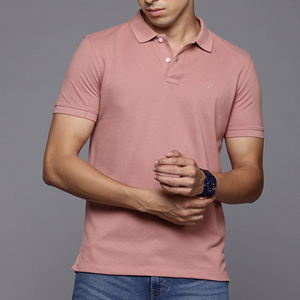 Camisa Elegante y Sofisticada para Hombre, Color Caqui Blanco Sólido, Manga Corta, Cuello de Punto Acanalado, Solapa Bordada, 100% Algodón - Product Image 2