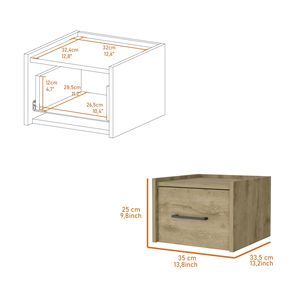 Comodino da parete Elfrida Sleek con un cassetto e ampia mensola superiore - Product Image 2