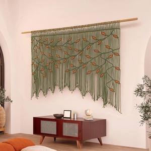Tapiz de macramé de gran tamaño inspirado en la naturaleza, ideal para la sala de estar, el dormitorio y la decoración interior de estilo ecológico, procedente de la India. - Product Image 2