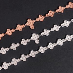 Conjunto de Collar de Trébol de Moissanita de Lujo, Joyería Hip Hop con Incrustaciones de Diamantes VVS, Cadena con Brillo de Diamante en Oro Rosa y Plata - Product Image 3