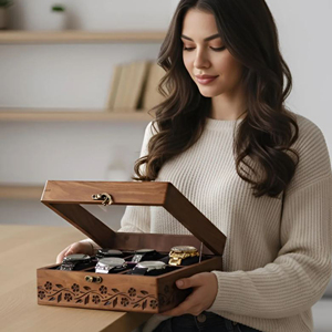 Caja de Relojes de Madera de Lujo con Acabado Piano, Organizador de Relojes de Madera para Tiendas Minoristas por AYAANS - Product Image 1