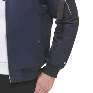 Chaqueta Bomber de Manga Larga al por Mayor para Hombre, Tallas Grandes, Logotipo Personalizado, Colores Sólidos, Chaqueta de Invierno con Cuello Alto - Product Image 4