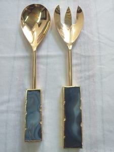 Ensemble de couteaux à fromage dorés avec manche en pierre, durables, lavage à la main uniquement, outils à fromage - Product Image 2