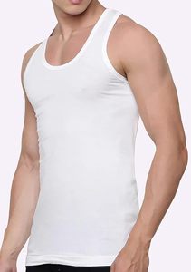 Undershirt Gym Training <b>Vest</b> <b>Men's</b> Pure Cotton Breathable <b>White</b> Tank Tops Front Logo Seamless Workout Fitness Body Building - Product Image 3