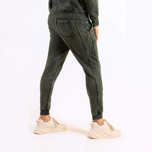 Pantalon de survêtement décontracté coupe droite en toile 100 % coton, respirant, écologique, taille mi-haute élastique, délavage acide, poids moyen, très vendu - Product Image 5