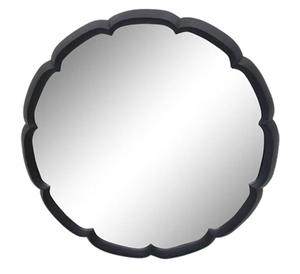 Modern Round Wall <b>Mirror</b> with Black Scalloped Frame Decorative Glass Design for Bedroom Living Room Accent - Product Image 1