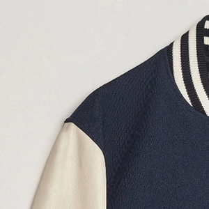 Blouson universitaire bleu marine pour homme avec lettres G brodées sur les manches, style décontracté, coupe régulière, col montant - Product Image 2