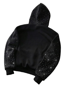 Customized High Quality Men's Acid-washed Rhinestone Hoodie Clothing Manufacturer Men's Full <b>Zip</b> up Hoodie - Product Image 3