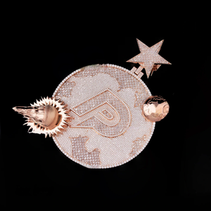 Rose Gold Plated Themed Pendant With Star And Dragon Design Crystal Rhinestone Inlay Vintage Style Unisex Charm - Product Image 1