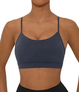 สปอร์ตบราผ้าสแปนเด็กซ์สะพายไหล่ข้างเดียวสไตล์สายรัดเรียบง่ายสำหรับยิมวิ่งโยคะ - Product Image 5