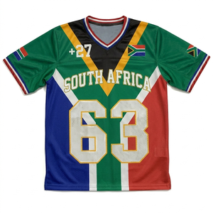 Maillot de football d'Afrique du Sud unisexe, col en V, manches courtes, polyester respirant sublimé, vêtements d'équipe pour adultes, toutes saisons - Product Image 3