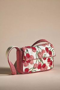 Bolso de mano tipo sobre para mujer, color turquesa, con cuentas, diseño floral, correa de cadena dorada - Product Image 5