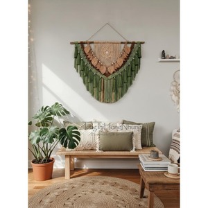 Bohemian Macrame Wall Hanging Foliage Pattern Triangle Shape Natural Fiber Home Decor Living Room Art Piece Single-Piece Package - Product Image 6