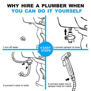 Pulvérisateur de bidet portatif pour le nettoyage des toilettes et des couches lavables, robinet de bidet en plastique ABS, idéal pour les voyages, avec des caractéristiques en acier faciles à utiliser - Product Image 3
