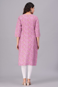 Women Pink Printed <b>Kurti</b> Ethnic Casual Wear <b>Kurti</b>, Embroidery Work <b>Kurti</b> , Trendy <b>Kurti</b> , New Kurta - Product Image 5