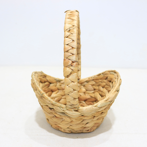 Natural Water Hyacinth Picnic <b>Basket</b> Handwoven Storage <b>Basket</b> Braided <b>Handle</b> Rustic Organizer for Home Decor - Product Image 1